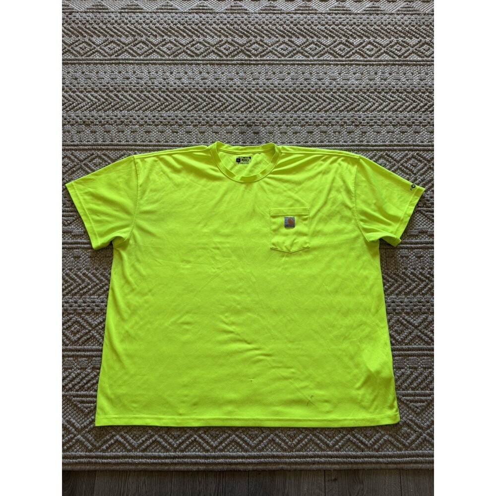 Carhartt Force Mens 4XL Relaxed Fit Pocket T-Shirt Neon Yellow Hi-Vis Work Top